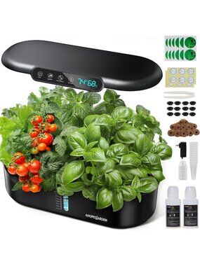 Hydroponics Growing System Kit: 12 Pods Temp & Humidity Monitor